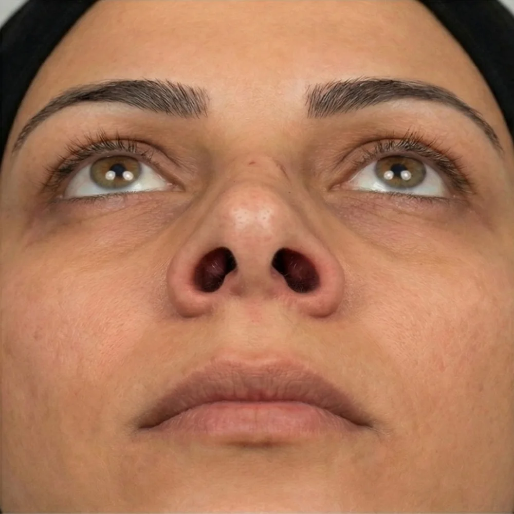 Pre operative assessment: Obstructive breathing due to severe septal deviation and turbinate hypertrophy in a 30 years old female patient before surgery