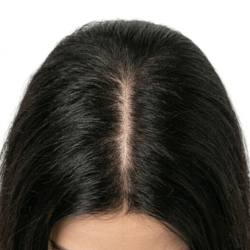 Post treatment results showing significant hair density increase, scalp coverage, and healthy hair regrowth after a specialized PRP and Mesotherapy regimen at Maraya Clinic, Cairo, by Dr  Dina Khalil  Results tailored for GCC, Jordan, and Libya elite clientele 