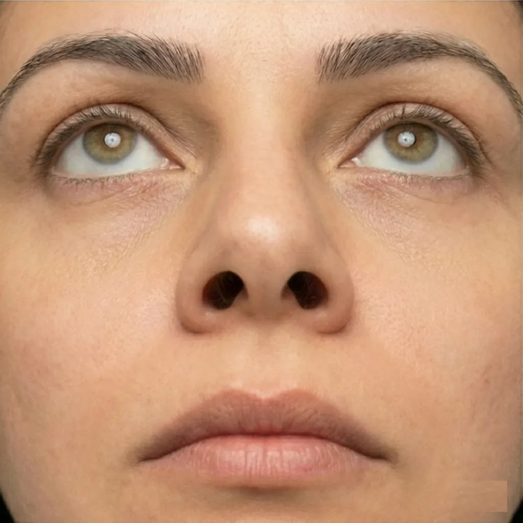 Post operative success: Dramatic restoration of periorbital volume and structural definition  The patient’s gaze is alert and luminous, achieving total facial harmony through expert surgical intervention, with all scaring discreetly hidden 