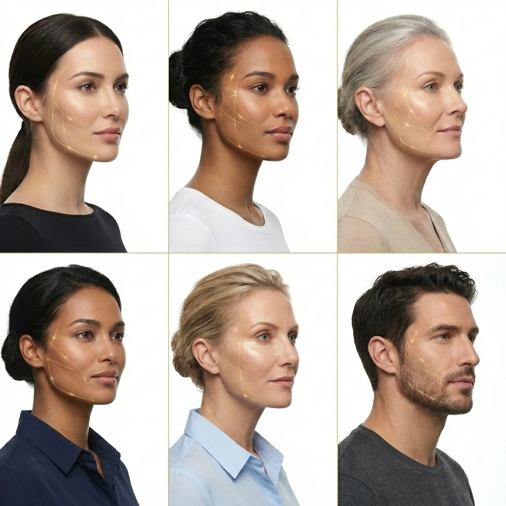 وجوه عربية توضح مسارات جراحة تجميل الوجه وشد الوجه العميق (Deep Plane Facelift) ضمن خدمات السياحة العلاجية في مصر لمرضى السعودية ودول الخليج عبر منصة دينا إيليت 