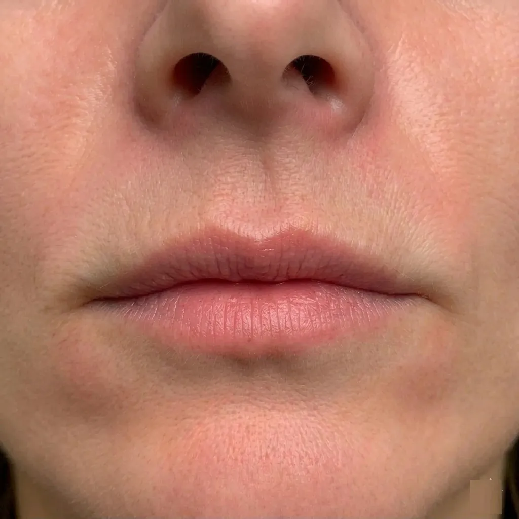 Post operative results of a surgical Lip Lift at Dina Elite, showing a shortened philtrum, enhanced upper lip volume, and a youthful pout 