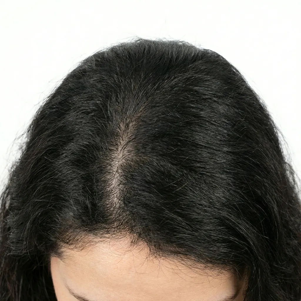 Post procedure clinical result of PRP therapy at Maraya Clinic, Cairo, with Dr  Dina Khalil, showing a flawless, radiant skin glow with increased volume, and significantly denser hair regrowth on the crown area of the scalp  Satisfactory Dina Elite outcome 