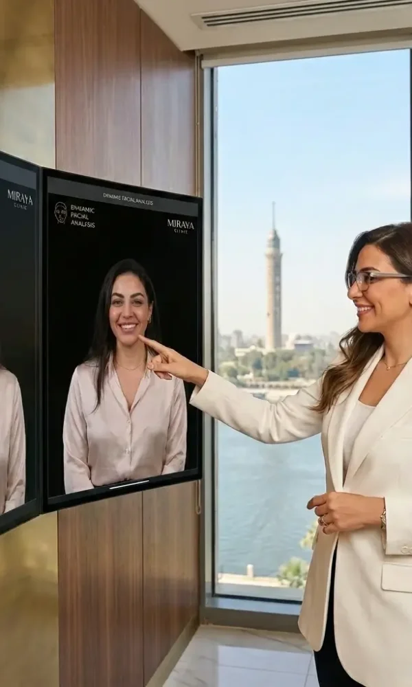 الدكتورة دينا خليل تشرح بروتوكول بوتوكس الدقيق للوجه الطبيعي والتماثل الديناميكي للملامح لعميلة عبر الشاشات الذكية في عيادة مرايا كلينك بالقاهرة  [الملف الشخصي للمستخدم: 1]