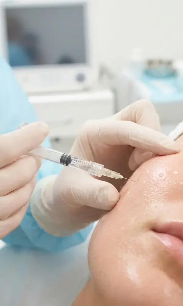 طبيبة جلدية تطبق جلسة حقن السكين بوستر Skinboosters ترطيب عميق يغنيكِ عن مستحضرات التجميل لعميلة في عيادة مرايا كلينيك بالقاهرة 